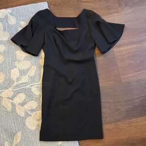 JAYGODFREY Elegant Black Mini Dress with Flared Sleeves